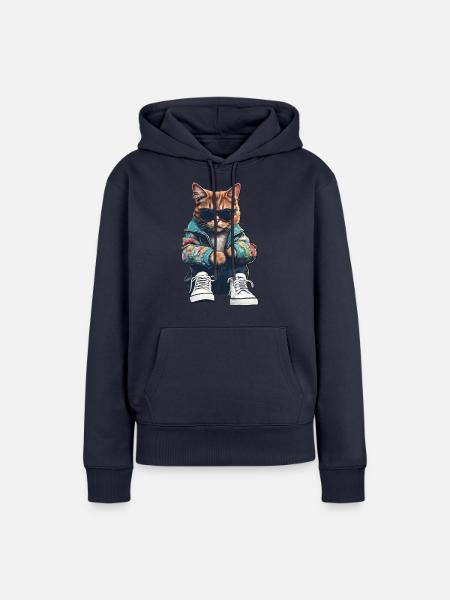 Coole Katze - Frauen Premium Bio Hoodie - Navy