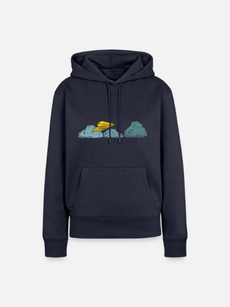 Papierflieger über den Wolken - Frauen Premium Bio Hoodie - Navy