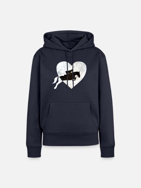 Springreiter auf Springpferd - Frauen Premium Bio Hoodie - Navy