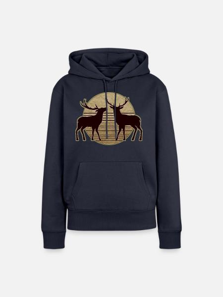 Hirsch - Frauen Premium Bio Hoodie - Navy
