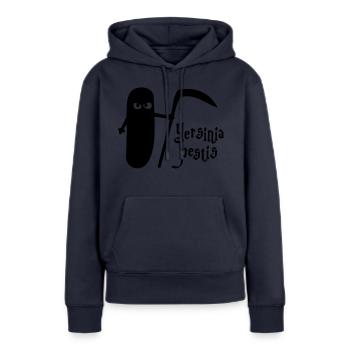 Bactérie peste - Sweat à capuche Premium bio Femme - bleu marine - Devant - Julia (174cm)