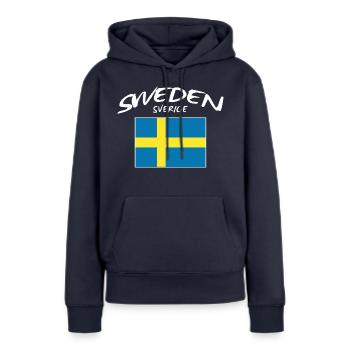 Suède Suède Drapeau suédois Suédois - Sweat à capuche Premium bio Femme - bleu marine - Devant - Julia (174cm)