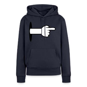 loch wand boden arm hand comic cartoon zeigen zeig - Frauen Premium Bio Hoodie - Navy - Vorne - Julia (174cm)