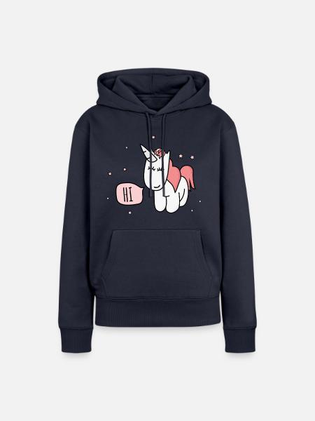 Einhorn sagt Hi - Frauen Premium Bio Hoodie - Navy