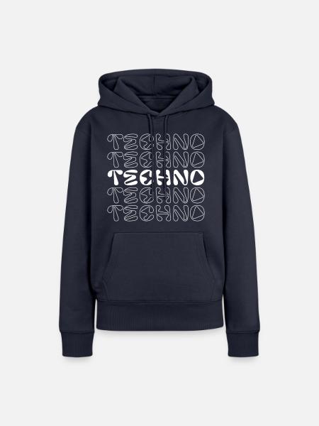 Techno distressed fettes Logo-Design - Frauen Premium Bio Hoodie - Navy