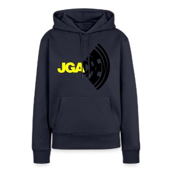 JGA Crew - Shout out loud - Frauen Premium Bio Hoodie - Navy - Vorne - Julia (174cm)