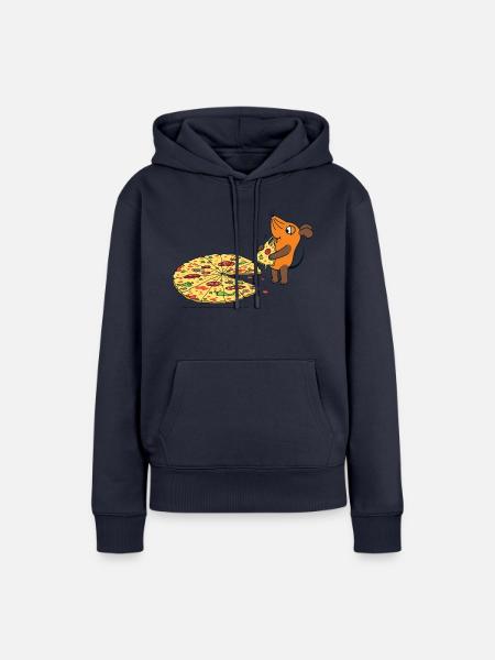 Die Maus mit Pizza - Frauen Premium Bio Hoodie - Navy