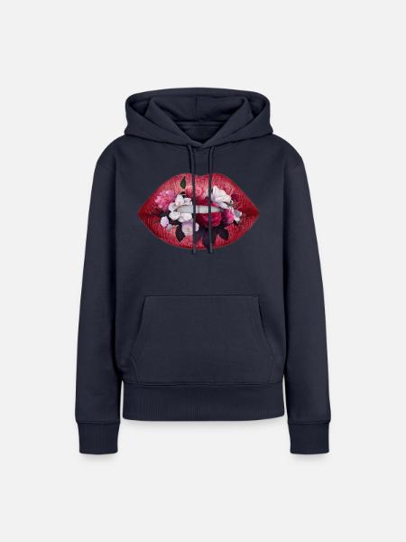 Lips flowers - Frauen Premium Bio Hoodie - Navy