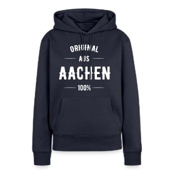 Aachen - Frauen Premium Bio Hoodie - Navy - Vorne - Julia (174cm)