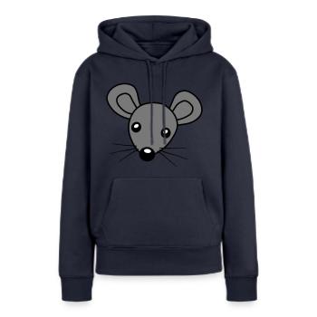Souris tête clipart - Sweat à capuche Premium bio Femme - bleu marine - Devant - Julia (174cm)