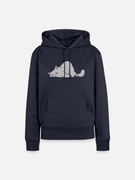 Müde Katze - Frauen Premium Bio Hoodie - Navy