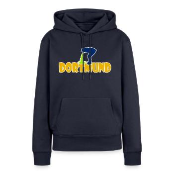 Anti Dortmund - Sweat à capuche Premium bio Femme - bleu marine - Devant - Julia (174cm)