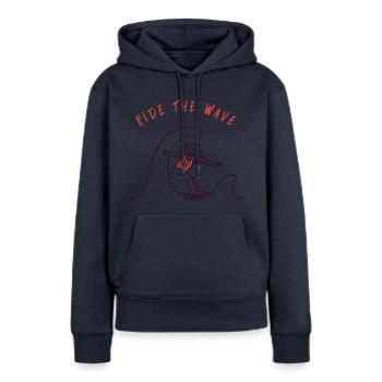 Surfez sur la vague - Sweat à capuche Premium bio Femme - bleu marine - Devant - Julia (174cm)