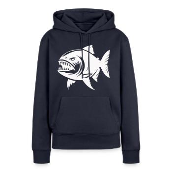 piranha - Frauen Premium Bio Hoodie - Navy - Vorne - Julia (174cm)