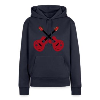 double guitares souriantes - Sweat à capuche Premium bio Femme - bleu marine - Devant - Julia (174cm)