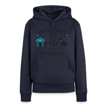 toutou04 Plan de travail 1 - Sweat à capuche Premium bio Femme - bleu marine - Devant - Julia (174cm)
