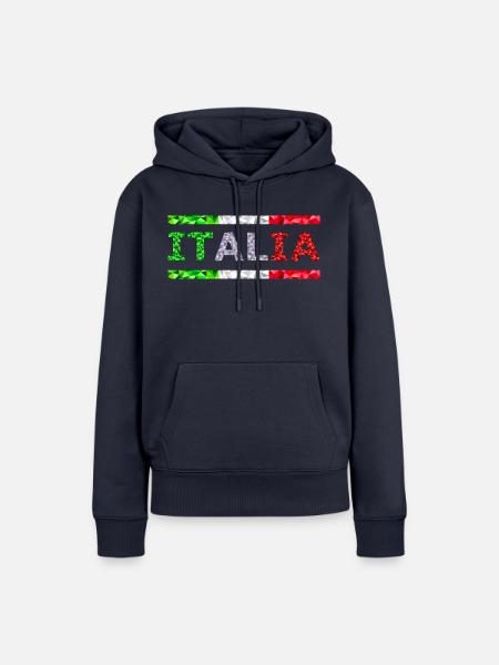 Italien Text und Fahne als Streifen low poly - Frauen Premium Bio Hoodie - Navy