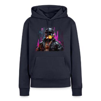 Rapper - Frauen Premium Bio Hoodie - Navy - Vorne - Julia (174cm)