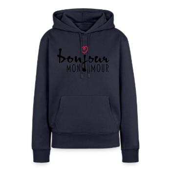 BONJOUR MON AMOUR - Frauen Premium Bio Hoodie - Navy - Vorne - Julia (174cm)