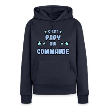 C'est papy qui commande - Sweat à capuche Premium bio Femme - bleu marine - Devant - Julia (174cm)