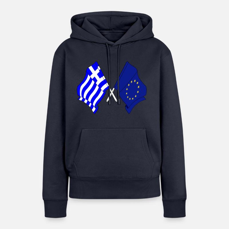 Drapeau de la Grèce, drapeau de l’Europe - Sweat à capuche Premium bio Femme - bleu marine