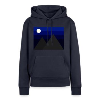 Montagnes minimalistes sous le ciel nocturne - Sweat à capuche Premium bio Femme - bleu marine - Devant - Julia (174cm)