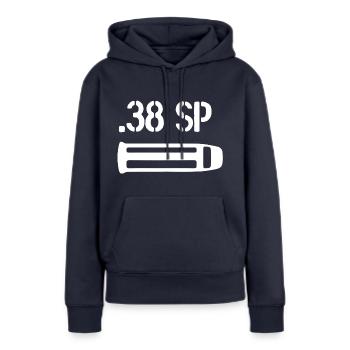 Cartouches et Munitions 38 spécial - Revolver - Sweat à capuche Premium bio Femme - bleu marine - Devant - Julia (174cm)
