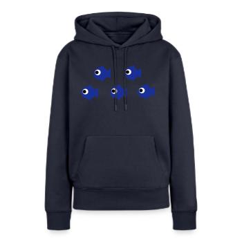 fishes - Sweat à capuche Premium bio Femme - bleu marine - Devant - Julia (174cm)