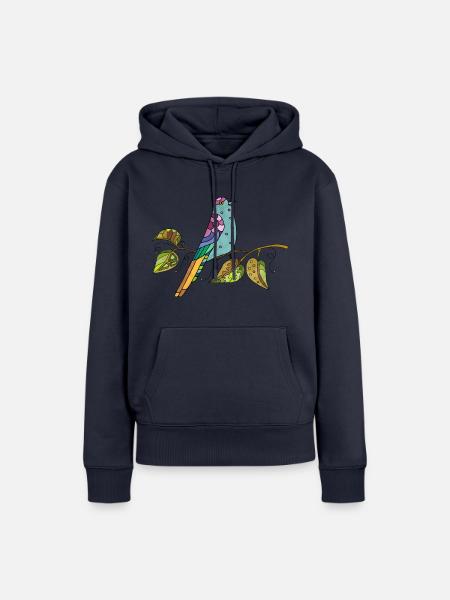 Bunter Vogel - Frauen Premium Bio Hoodie - Navy