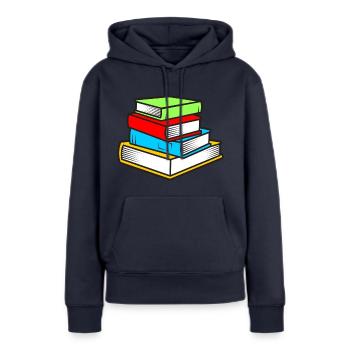 Livre livre pile livres Littérature - Sweat à capuche Premium bio Femme - bleu marine - Devant - Julia (174cm)
