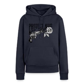 Protect Children Not Guns - Sweat à capuche Premium bio Femme - bleu marine - Devant - Julia (174cm)