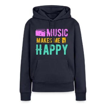 La musique me rend heureux - Sweat à capuche Premium bio Femme - bleu marine - Devant - Julia (174cm)