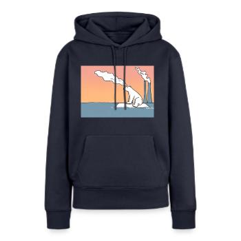 Bedrohte Tiere, Eisbär-Illustration, Erderwärmung - Frauen Premium Bio Hoodie - Navy - Vorne - Julia (174cm)
