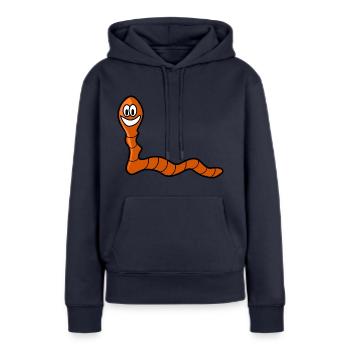 Zilk der Regenwurm - Frauen Premium Bio Hoodie - Navy - Vorne - Julia (174cm)