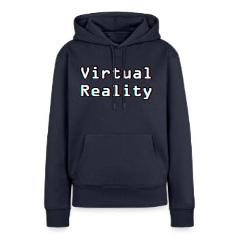La réalité virtuelle déchaînée - Art numérique - Sweat à capuche Premium bio Femme - bleu marine - Devant - Julia (174cm)