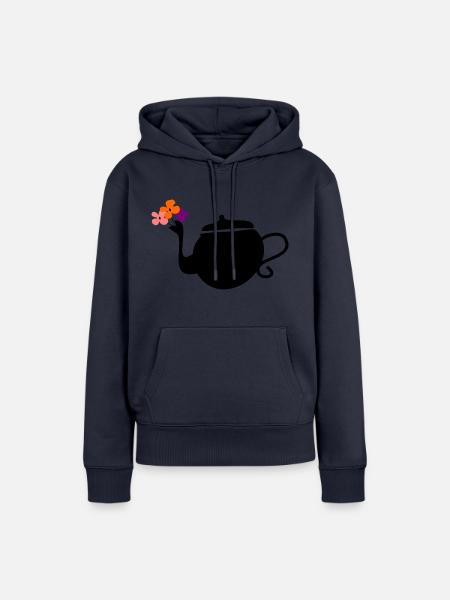 Teekanne und Blumen - Frauen Premium Bio Hoodie - Navy
