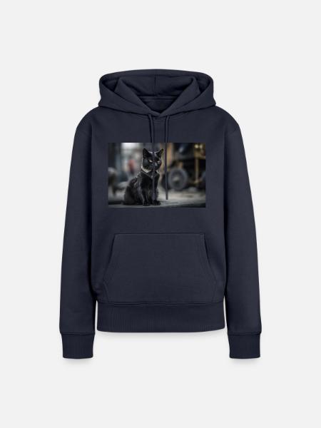 Cat Black 9 - Frauen Premium Bio Hoodie - Navy