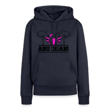 Abou Dhabi - Sweat à capuche Premium bio Femme - bleu marine - Devant - Julia (174cm)
