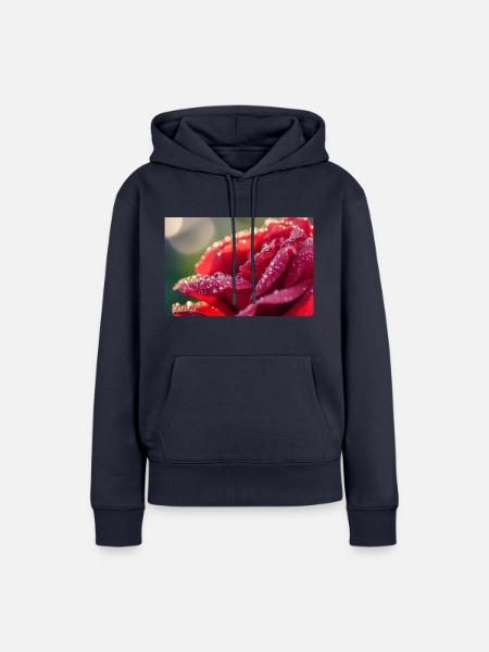Regentropfen Rose - Frauen Premium Bio Hoodie - Navy