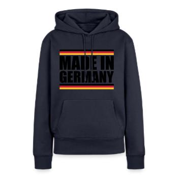 Fabriqué en Allemagne - Sweat à capuche Premium bio Femme - bleu marine - Devant - Julia (174cm)