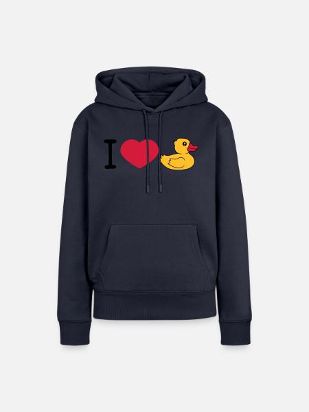 love i love heart squeaky duck rubber duck bath duck - Women’s Premium Organic Hoodie - navy