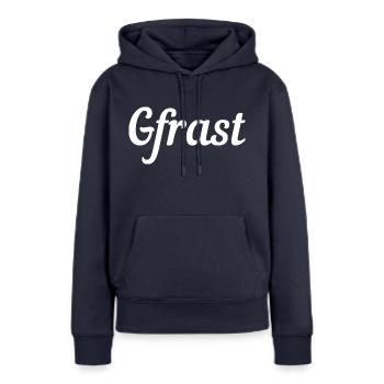 Dialecte viennois « Gfrast » - Sweat à capuche Premium bio Femme - bleu marine - Devant - Julia (174cm)