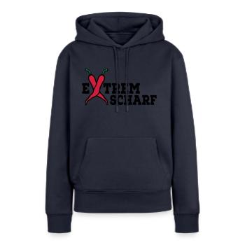 extrem scharf - Frauen Premium Bio Hoodie - Navy - Vorne - Julia (174cm)