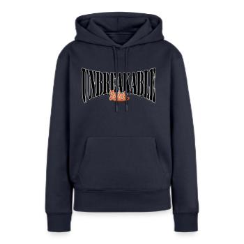 unbreakable gym motivé entraînement dur meilleur - Sweat à capuche Premium bio Femme - bleu marine - Devant - Julia (174cm)