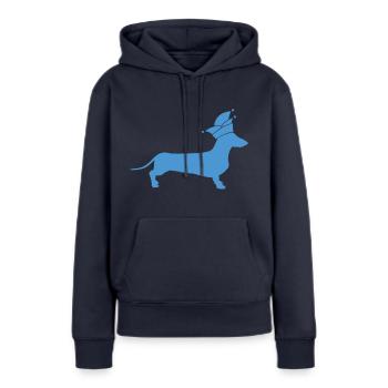 Dackel Alaaf - Frauen Premium Bio Hoodie - Navy - Vorne - Julia (174cm)