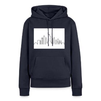 Skyline von NY - Frauen Premium Bio Hoodie - Navy - Vorne - Julia (174cm)