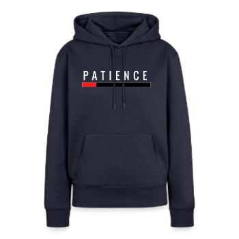patience - Sweat à capuche Premium bio Femme - bleu marine - Devant - Julia (174cm)
