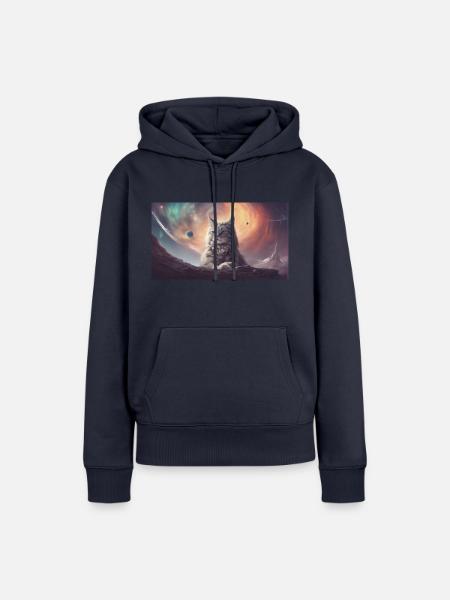 Space Cat - Frauen Premium Bio Hoodie - Navy