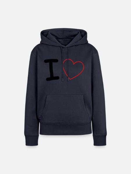 i love - Frauen Premium Bio Hoodie - Navy