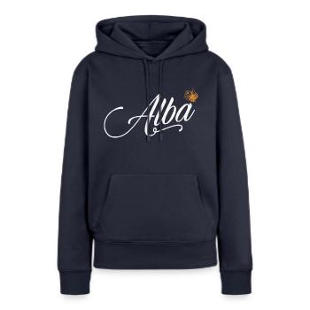 Alba Nom personnalisé pour les femmes Enfants Tout-petits - Alba - Sweat à capuche Premium bio Femme - bleu marine - Devant - Julia (174cm)